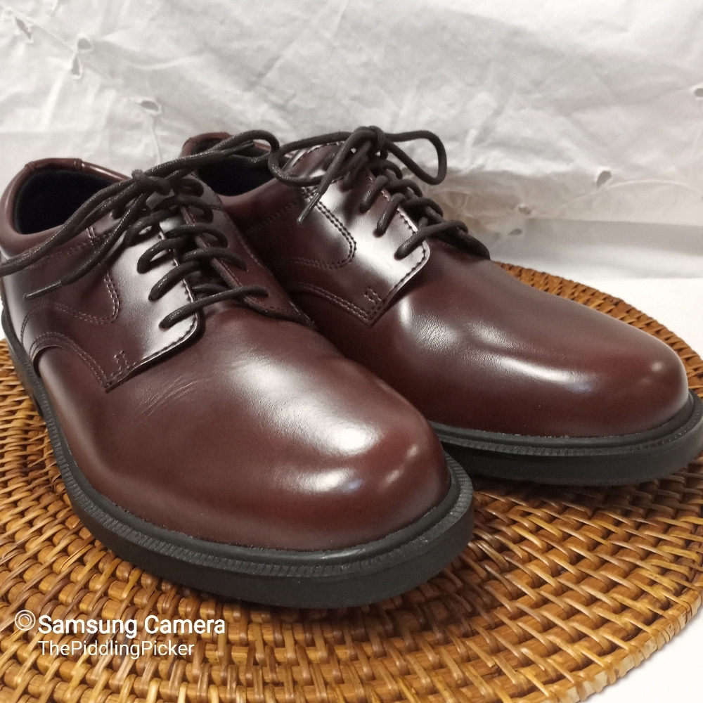 Deer Stags Supro Sock 10.5 M Brown Leather Times Plain Toe Oxford Lace Up Shoe